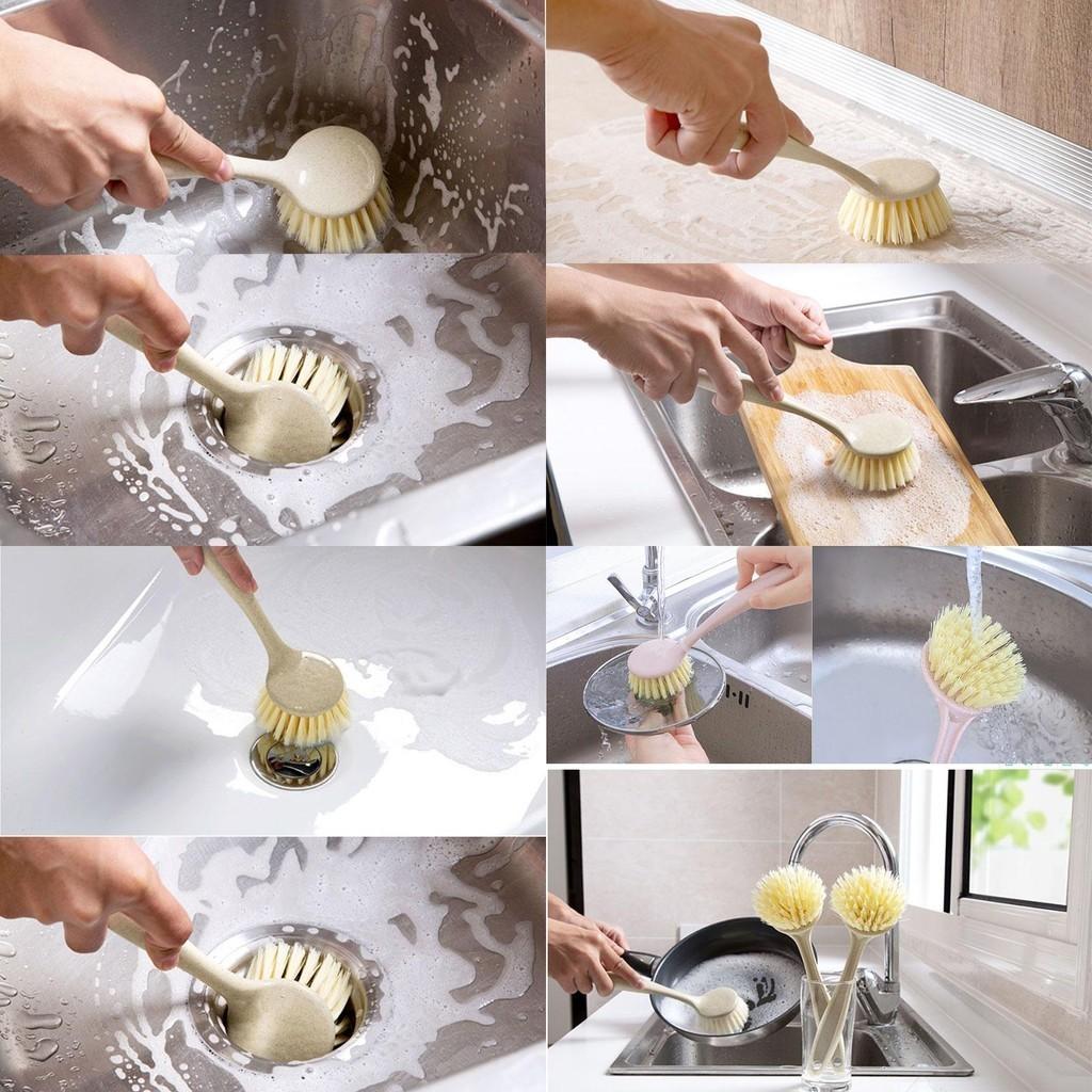 Versatile Long Handle Kitchen Cleaning Brush Perfect For Dish Washing And Pot Care