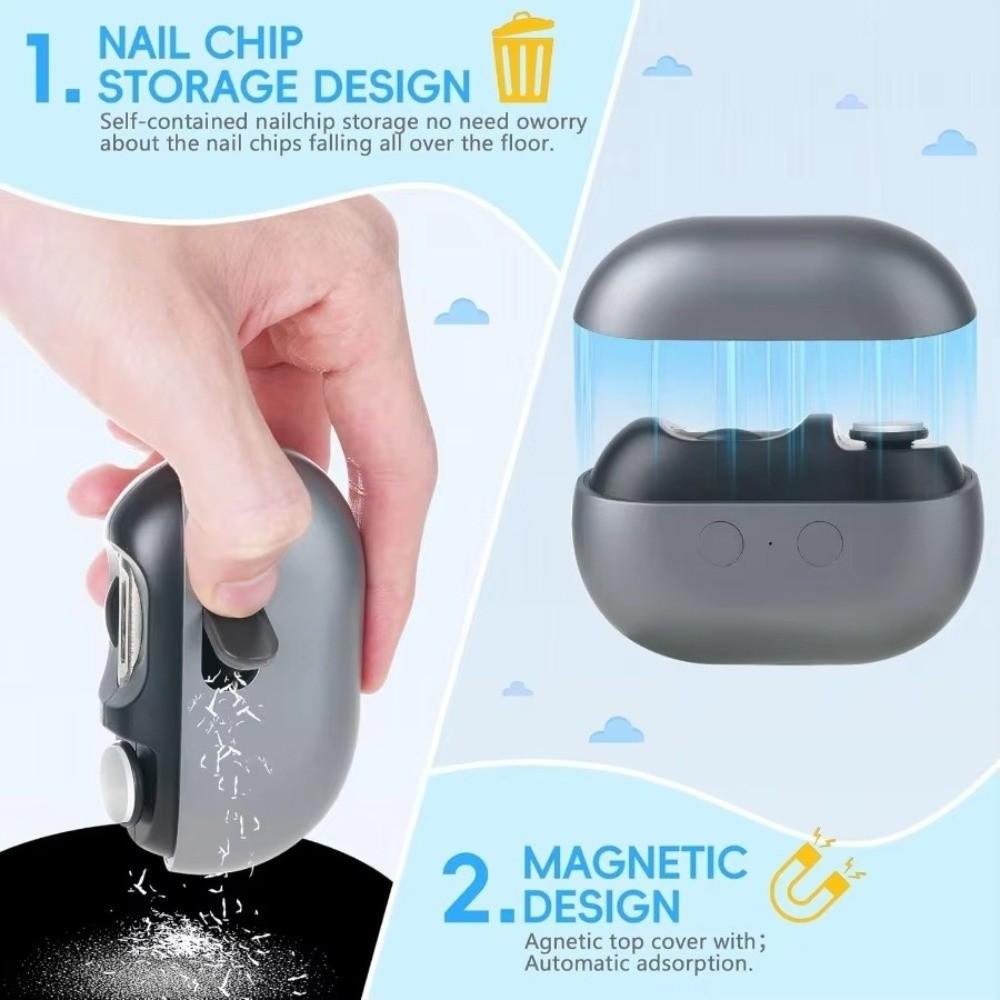 Portable Smart Nail Clipper for Seniors with LED Light Toenail Trimmer