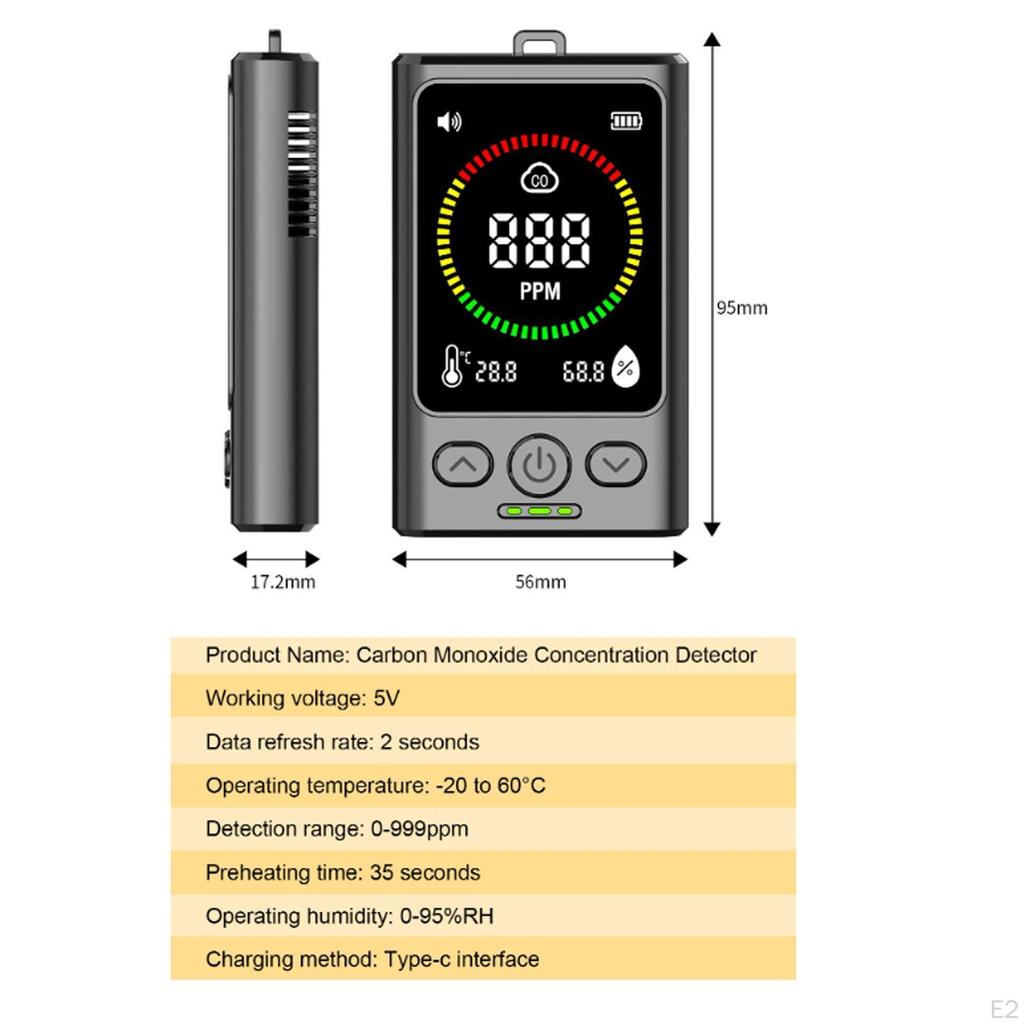 Air Quality Meter with Stand Compact CO Detection Device for Outdoor Home RV