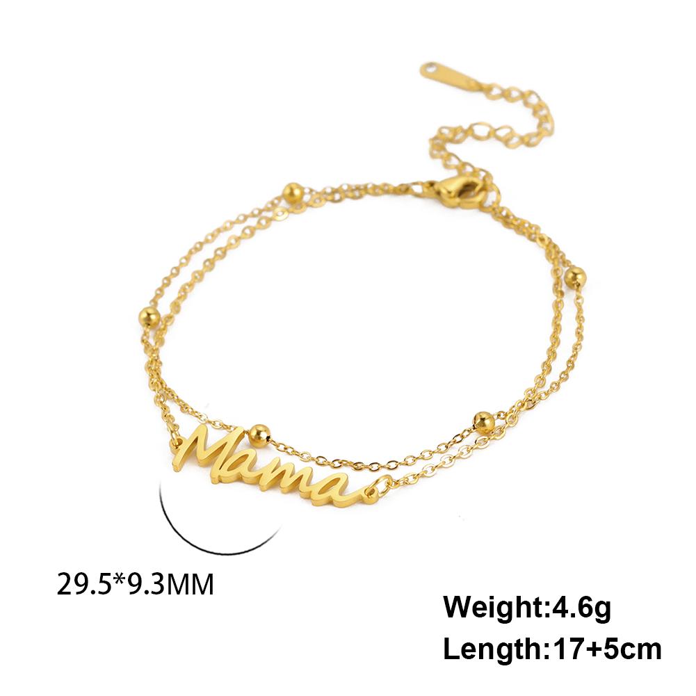 Fashion Letters Mama Charm Bracelet for Women Mom Stainless Steel Double Layer Beads Chains Mother's Day Jewelry Gifts
