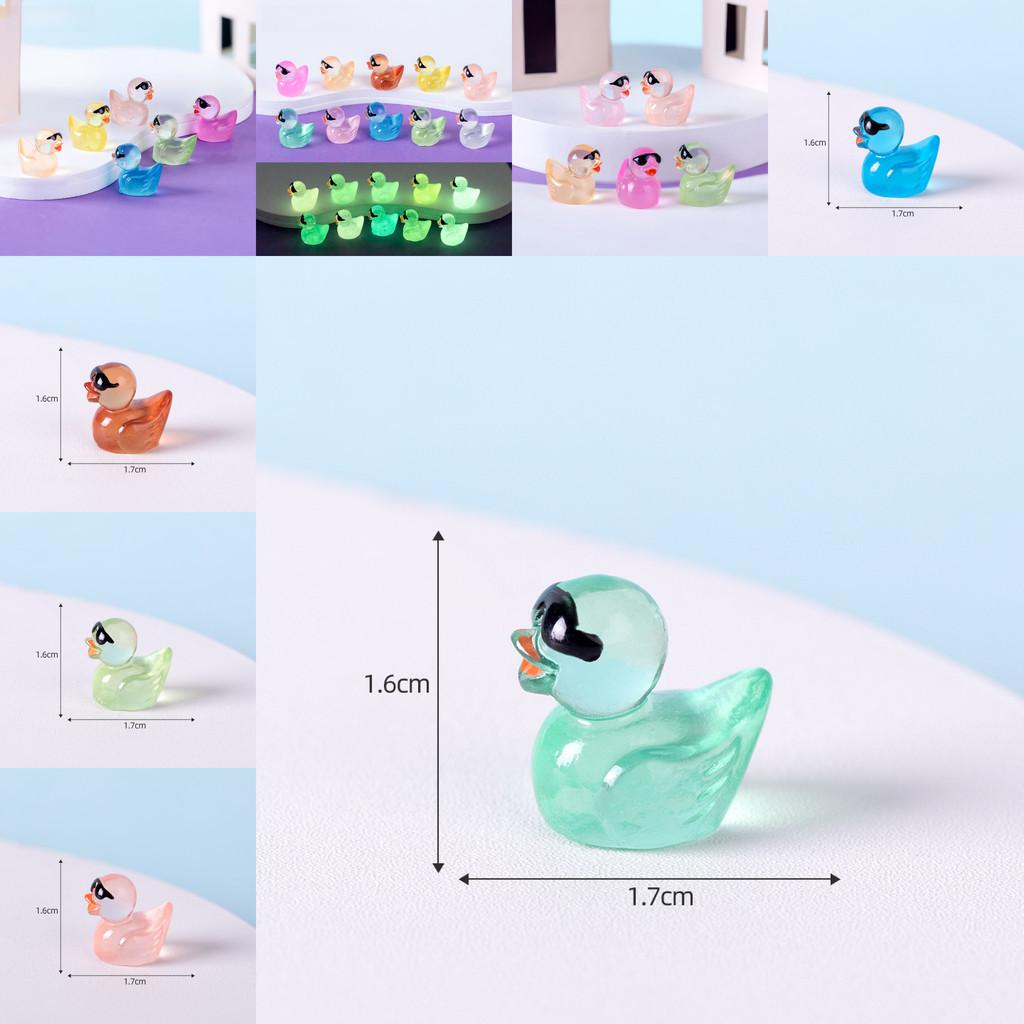 Adorable Resin Miniature Duck Figurine With Glow In The Dark Sunglasses For Garden Decor