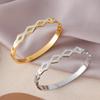 Trendy Rhinestone Hollow Diamond Titanium Steel Bracelet - Fashionable Non-fading Stainless Steel Jewelry
