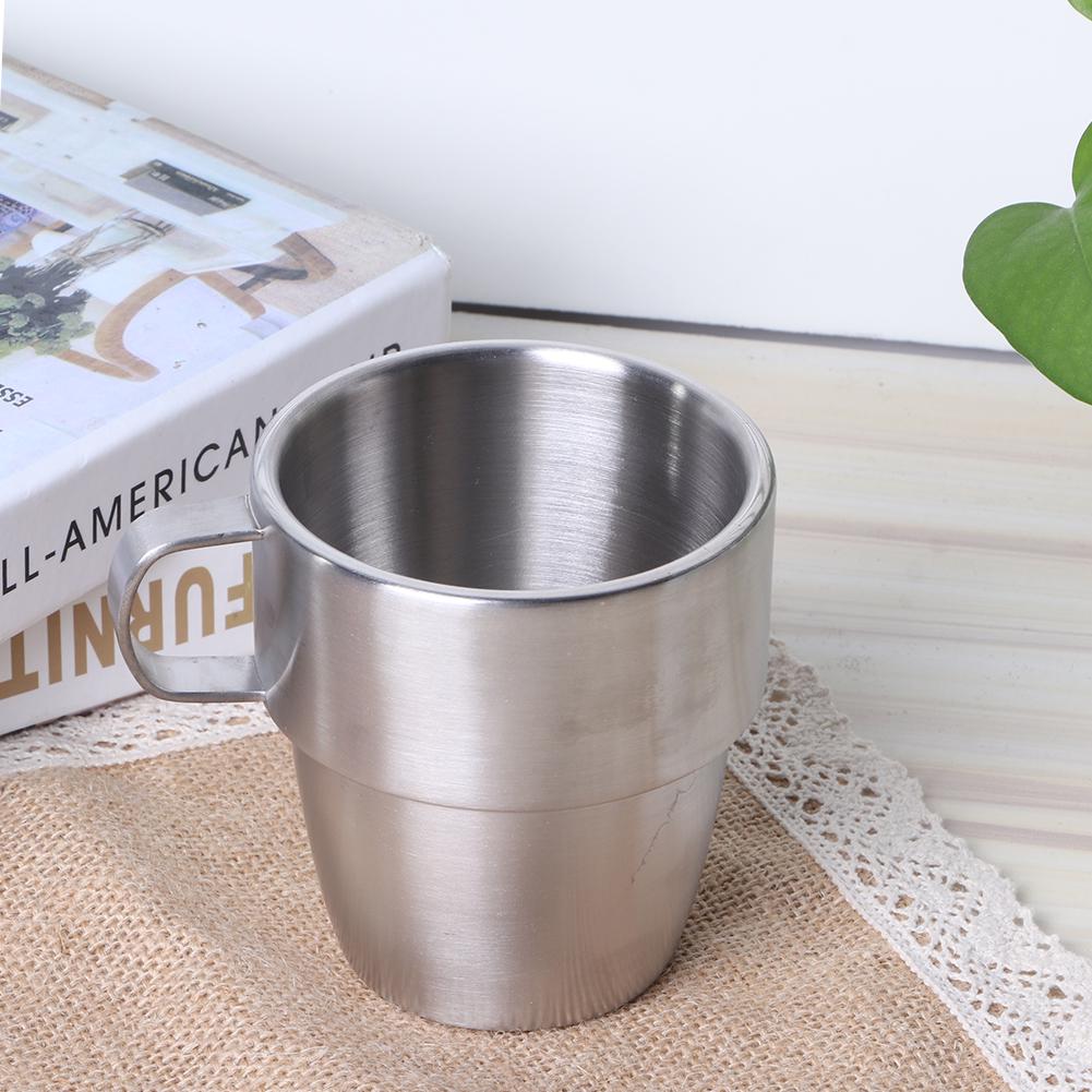 Household 304 Stainless Steel Double Layer Coffee Cup Mug with Handle for Coffee Shop 300ml