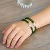 Green Chalcedony & Baroque Freshwater Pearl Adjustable Elastic Bracelet - New Chinese Style Agate Beaded Design