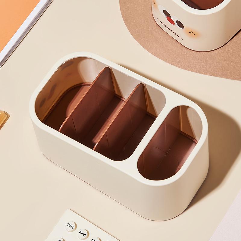Cute desktop storage box student dormitory cosmetics box lipstick sundries makeup brush finishing basket grid pen holder