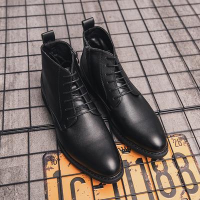 Men's Leather Boots Autumn and Winter New Leather Shoes Fashion Men's High-top Shoes Trend British Style Pointed Boots