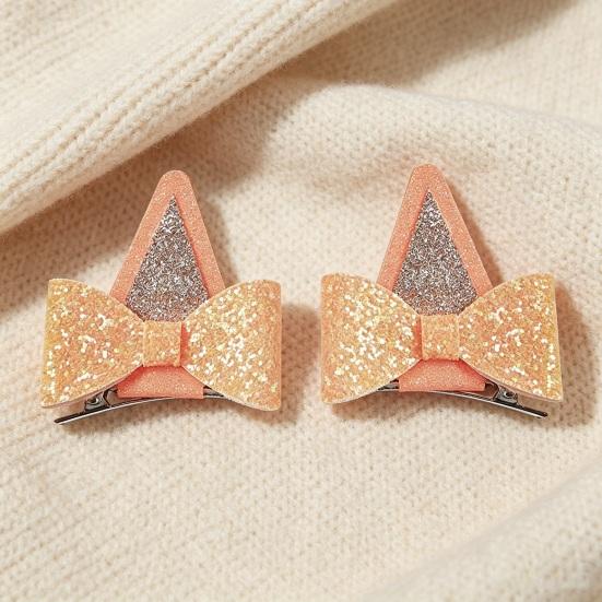 Girl Hairpin Spring Clip Bottom 3D Cat Dog Ear Shape Hair Clip Kids Boys Girls Bow Embellishment Animal Role Play Hair Accessory
