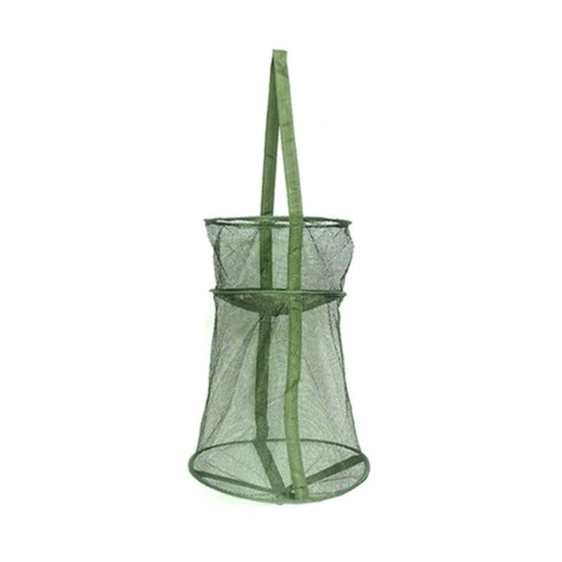 25cm-45cm Foldable Fishing Net Holder Net Fish Trap Fishing Basket Mesh for Keep Crayfish Minnows Baits Storage Cage