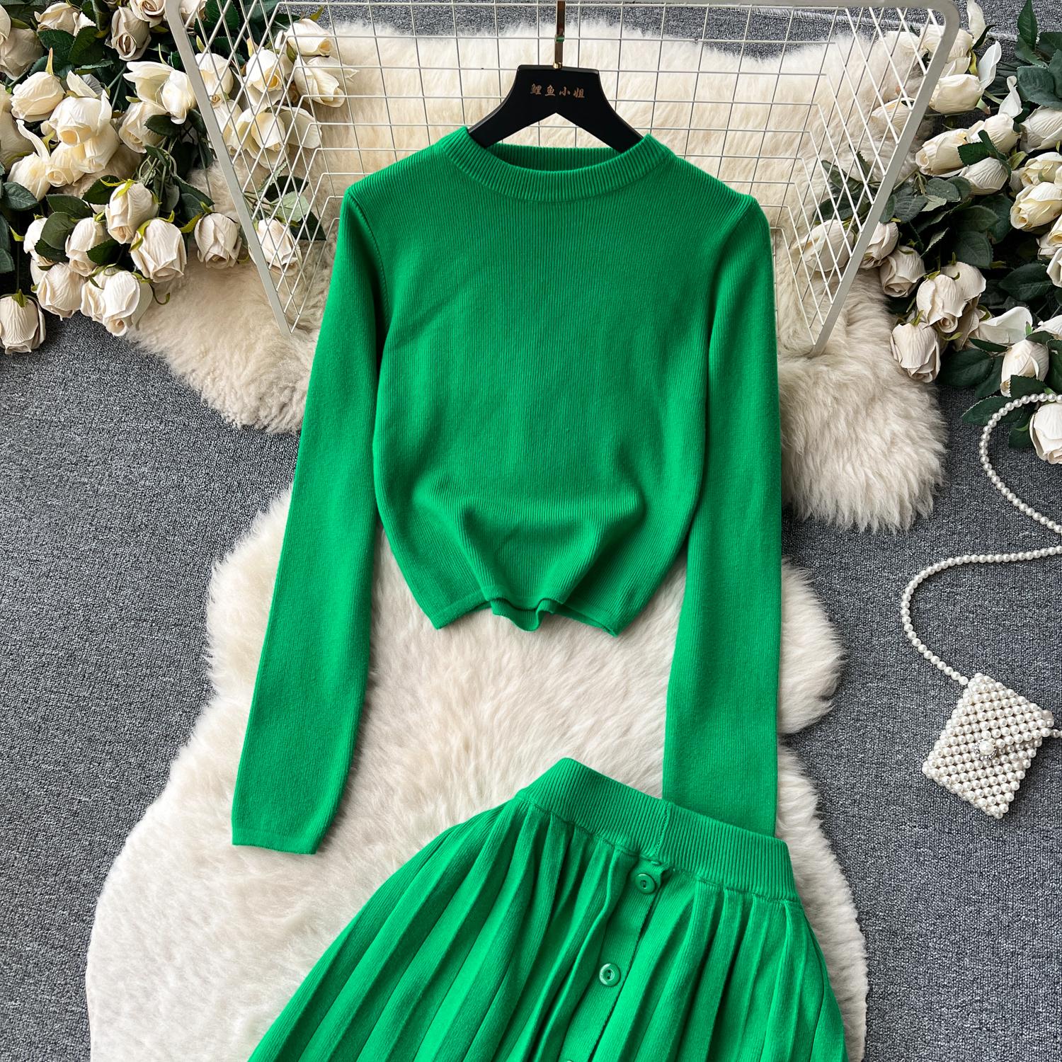 Высококачественный вязаный модный комплект в ленивом стиле — фото 14