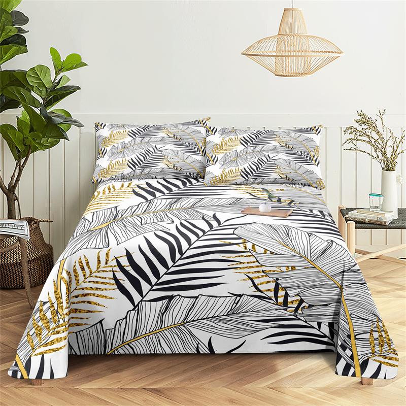 

Green Leaf Digital Printed Sturdy Polyester Bed Sheet with Pillowcase Household Comfort Printed Bed Ensemble Bed Sheet Large Bed Sheet 150X230cm(2Pcs)