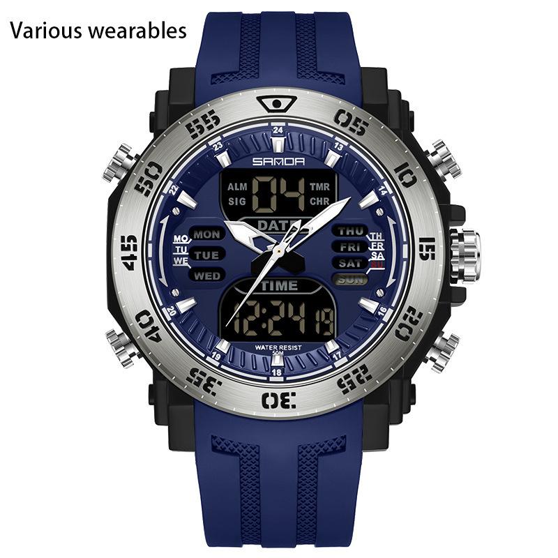 New Style Men's Watch Fashion Trend Youth Electronic Watch Multi-function Steel Ring Watch