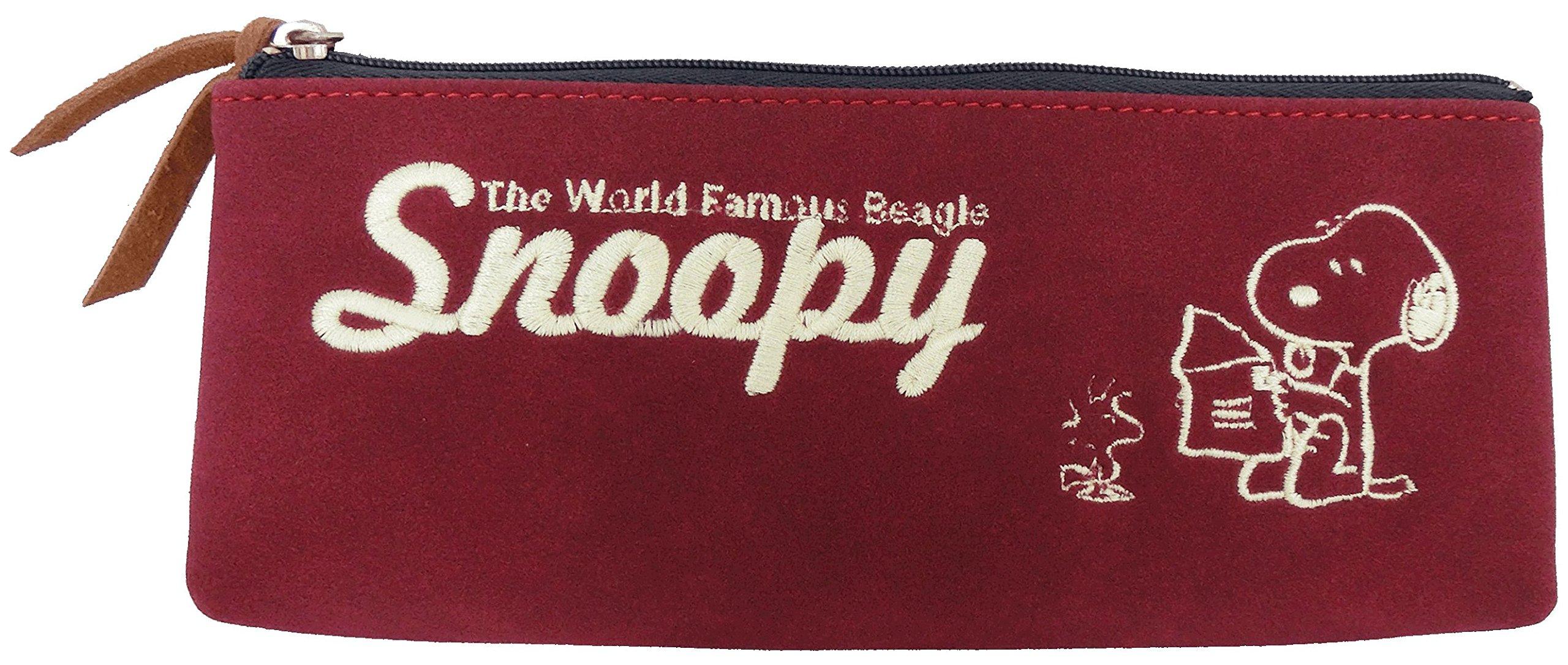 KUTSUWA Faux Suede Pen Pouch Peanuts Letter -