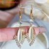 Fashion Exquisite Shiny Wheat Ear Leaf Earrings For Women Girls Elegant Light Luxury Earrings Jewelry Accessories Gifts