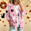 Lässige Damen-Jacke mit langen Ärmeln und Halloween-Print für Partykostüme und den Alltag
