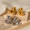 18K Gold Heart-Shaped Liquid Stud Earrings - Trendy European & American Style