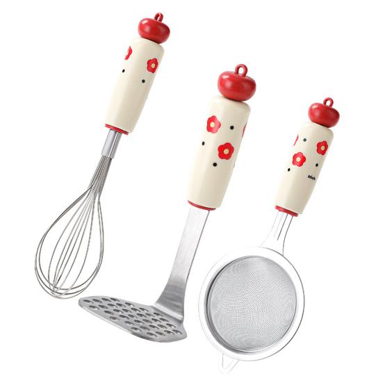 Toddle Food Prep Kit Stainless Steel Mesh Strainer Egg Beater Whisk Potato Press for Homemade Purees Baking Food-Grade Essential Kitchen Tools for