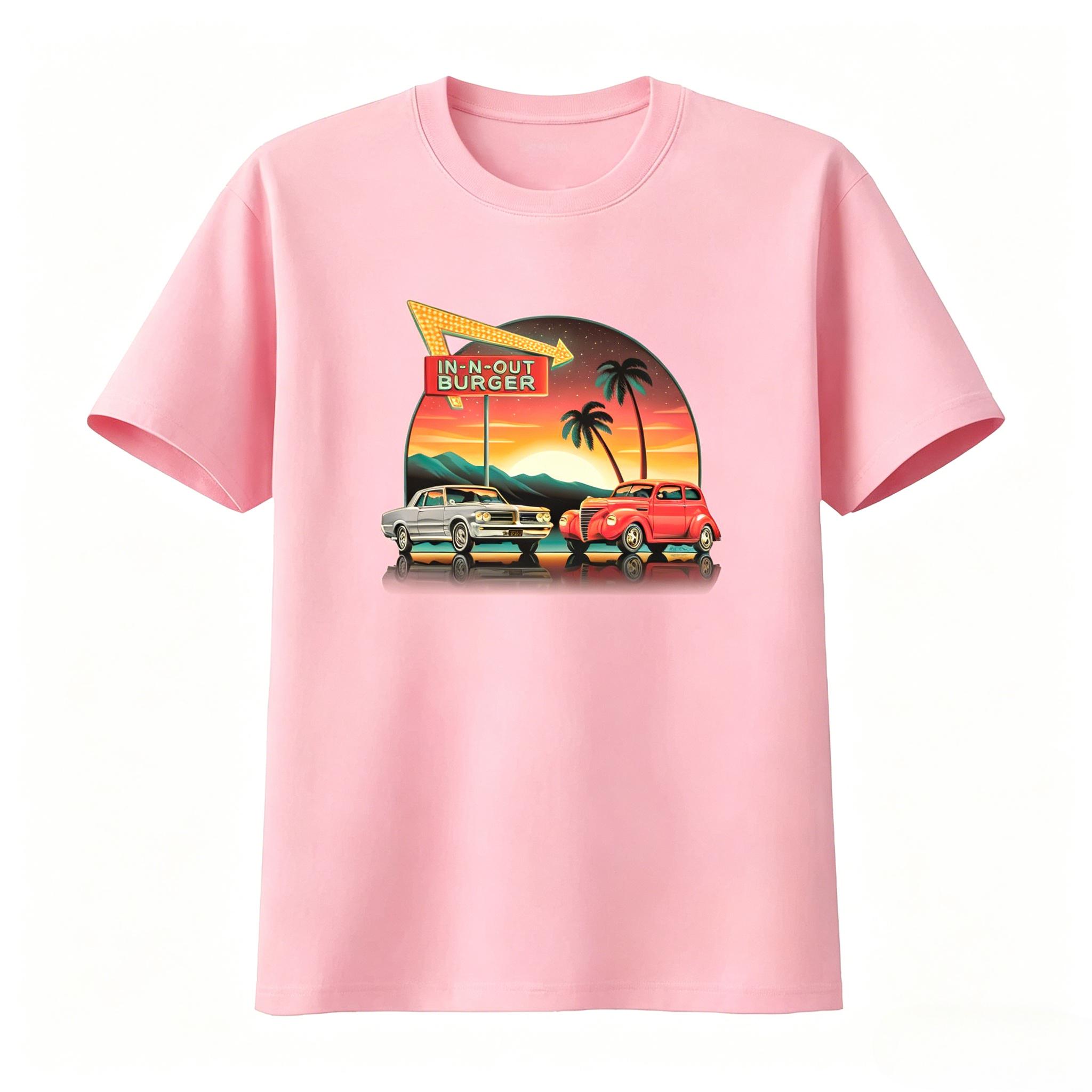 

In N Out Burger Retro California Fast Food T Shirt Car Palm Tree Design Streetwear Unisexs Clothing Womens 2026 Summer T Shirt 4XL