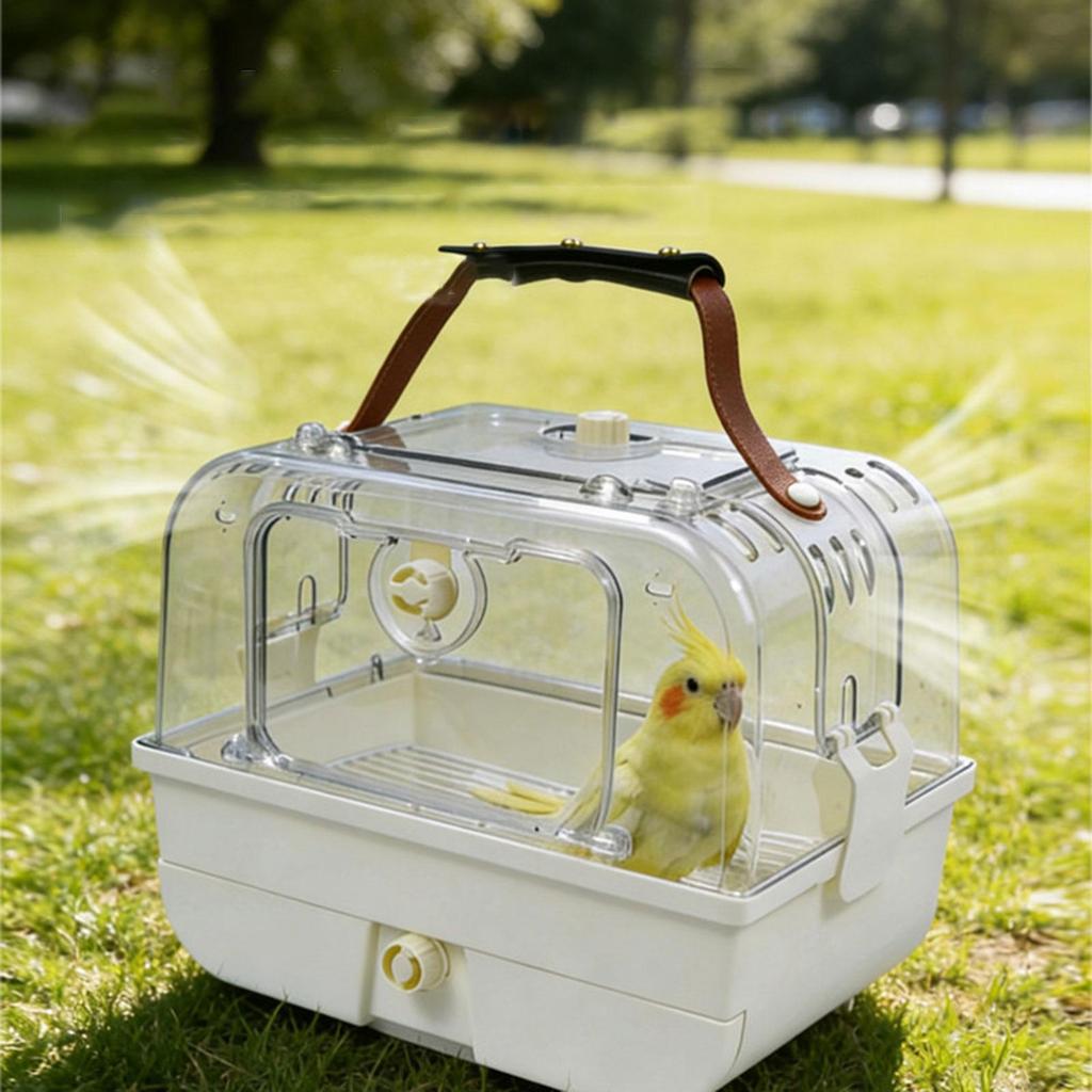 Portable Parrot Birdcage Acrylic Travel Carrier Carry Handle Large Ventilation for Outdoor Use Conures Lovebirds Cockatiels