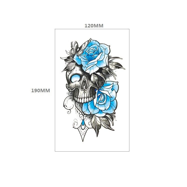 Adesivo de tatuagem de caveira, significado eterno, alerta de relógio, rosa vermelha, capa de peito de pistola, adesivo de transferência de água