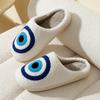 Fashion Evil Eyes Blue Embroidery Slippers High Quality Women Men Slippers Fashion Pattern Shoes Warm Home Devil's Eyes Houseshoes