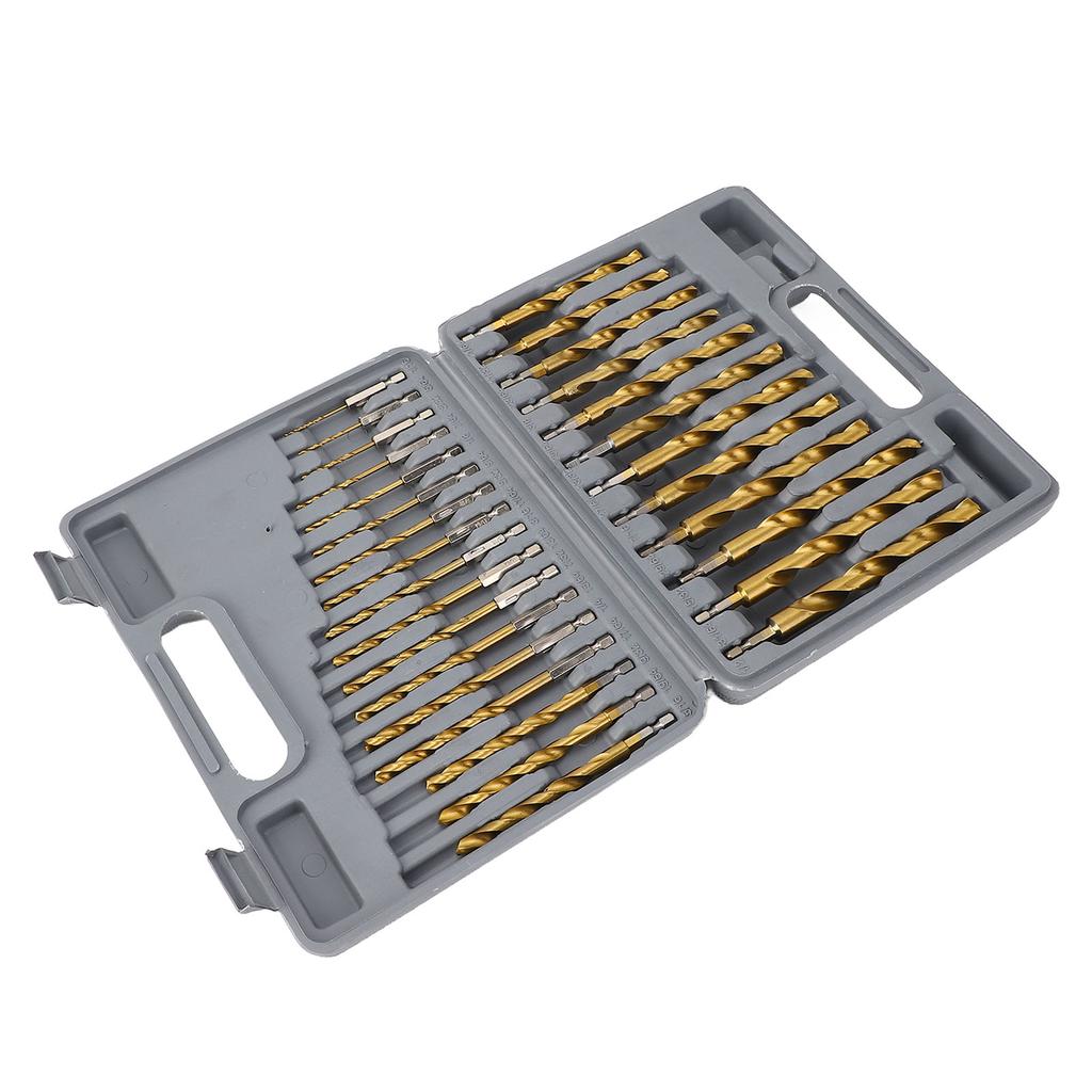 Set de burghie elicoidale cu acoperire Ti HSS 1/4 inch tija hexagonală 5/64 până la 1/2 burghie cu impact cu inele de limitare pentru Wo