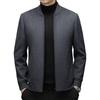Men's Winter Wool Blend Stand Collar Short Jacket, Middle-Aged Casual Warm Thick Coat