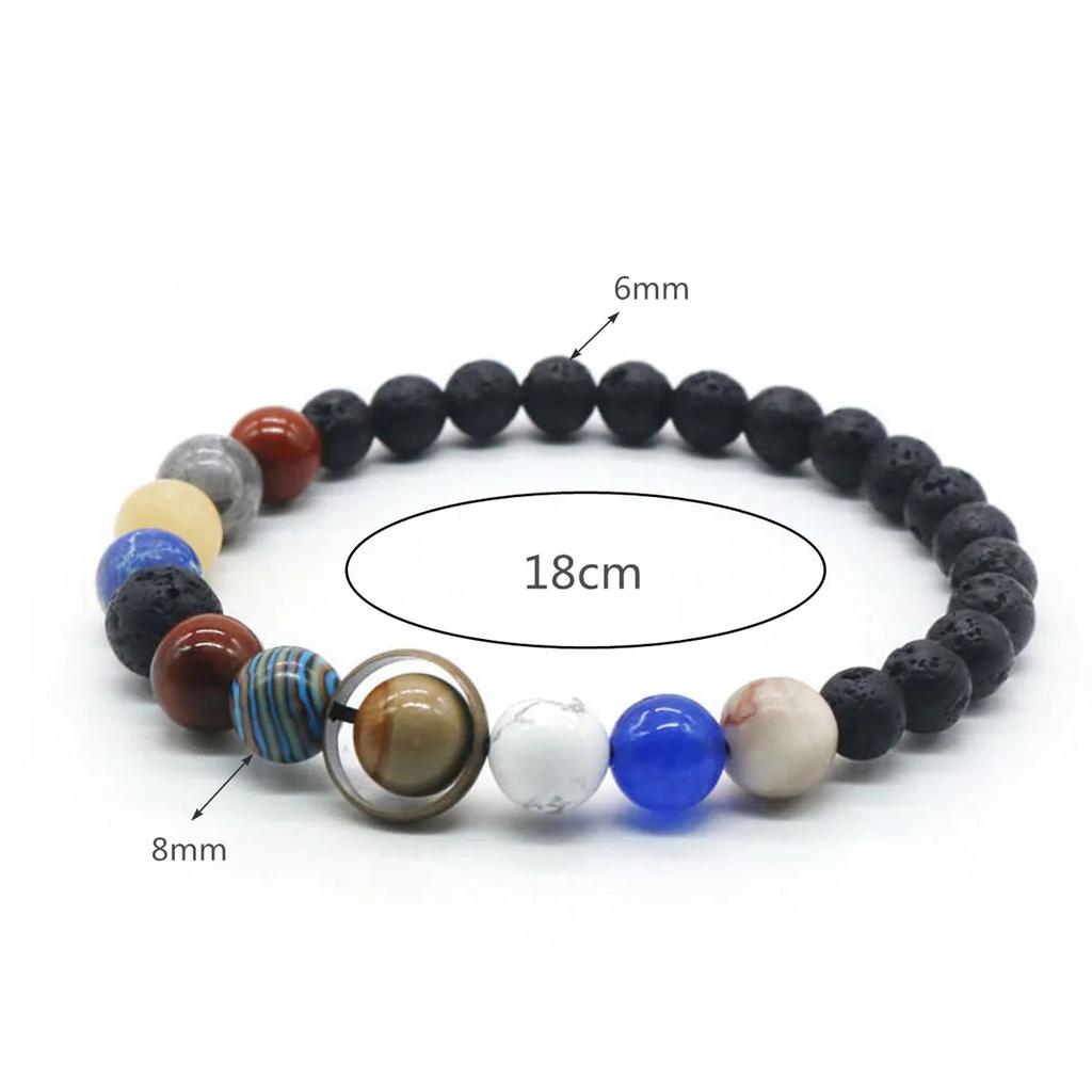 Cosmic Solar System Bracelet Eight Planets Bracelet Handmade Beaded Stretch Bracelet Couple Friend Sky Trendy Jewelry Gift