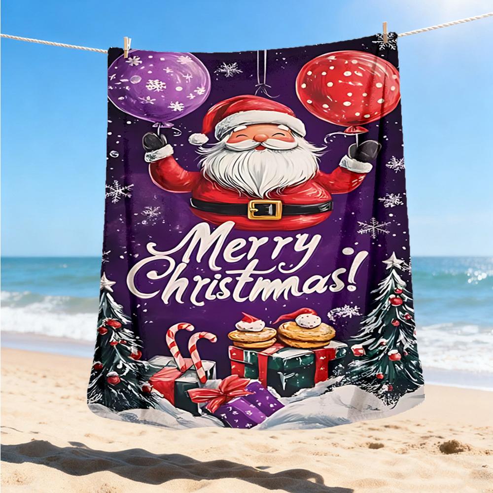 

1pc Christmas decorations Outdoor Flannel Blanket Soft All Season Polyester Throw , Perfect for Picnics & Travel , Picnic Accessory 80x120cm