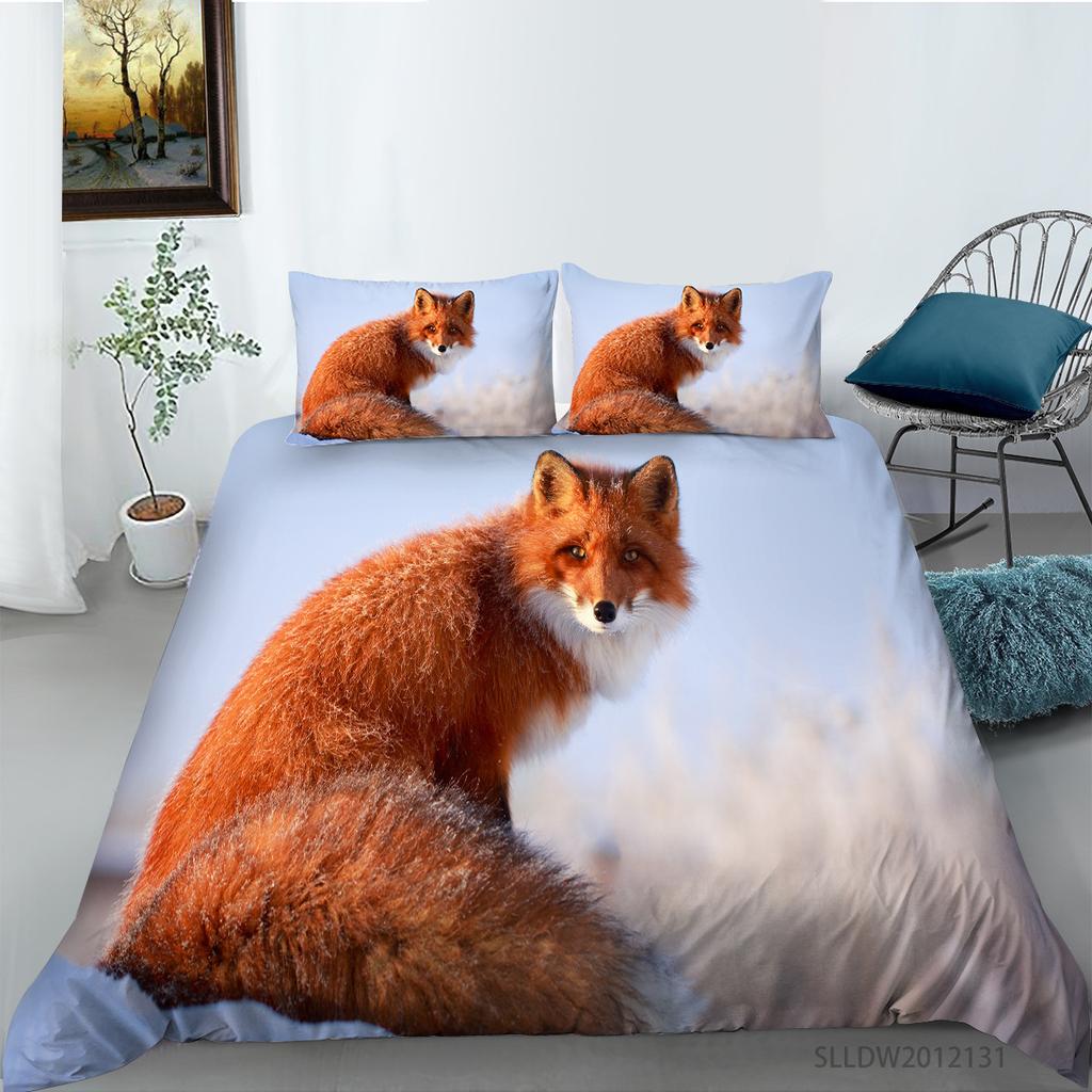 Quilt Cover, Pillowcase Two Or Three-Piece Set, Polyester Fox 3D Digital Printing