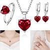 3Pieces Elegant Heart Shaped Cubic Zirconia Jewelry Set Necklace Earrings Ring Lightweight Accessories for Women