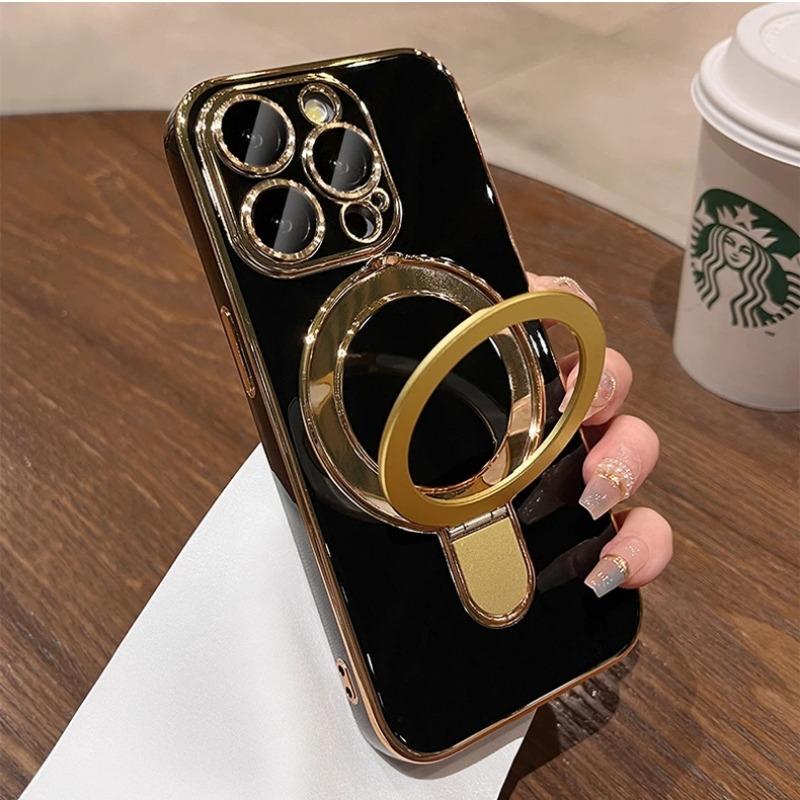 Magsafe Bracket Stand Holder Case for IPhone 15 14 13 12 Pro Max 15 Plus Slim Plating Magnetic for Iphone 15 Pro 14pro Max Cover