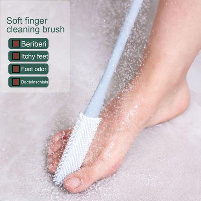 2Pcs Silicone Foot Scrubber with Long Handle Soft Toe Cleaning Brush