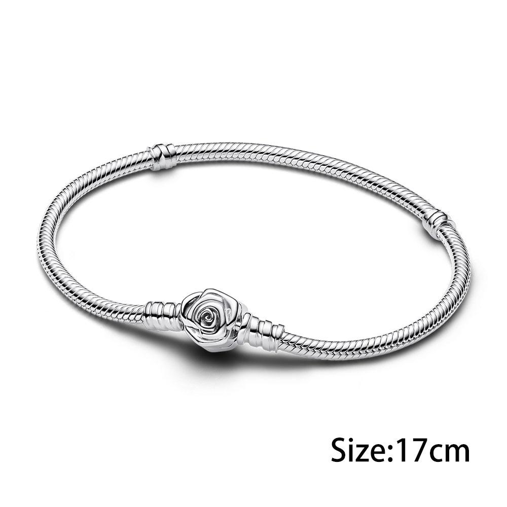 2024 Nuevo anillo de pulsera con dije de rosa colgante de amor romántico de plata esterlina S925 compatible con pulsera original DIY para mujeres