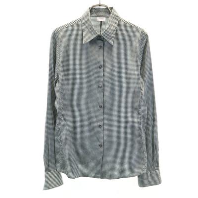 Made In Italy Check Pattern Long Sleeve Shirt 44 Brown Men's Used