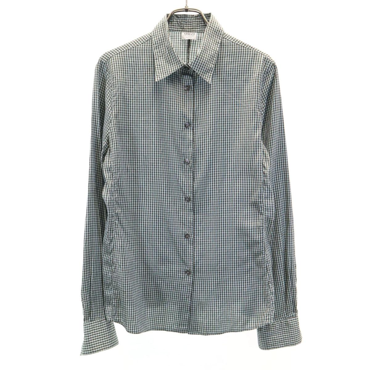 

ARMANI COLLEZIONI made in Italy Check Pattern Long sleeve shirt 44 Brown Men s Used