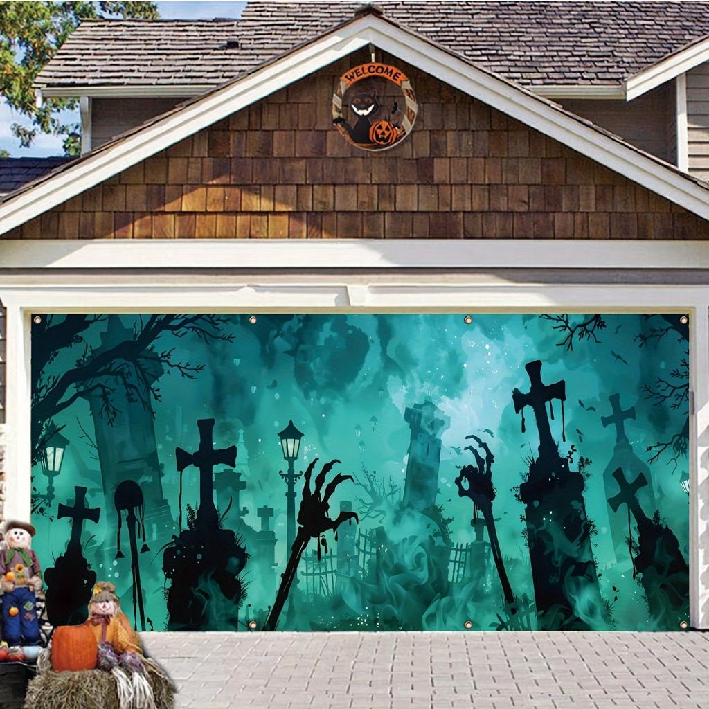 Halloween Haunted House Cemetery Skull Hand Banner - 400x180 Cm Outdoor Festival Decoration