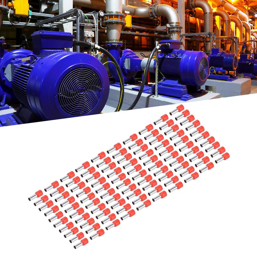 100PCS Insulated Round Tube Terminal Copper Crimp Connector for 8AWG Electrical Wire E10‑12