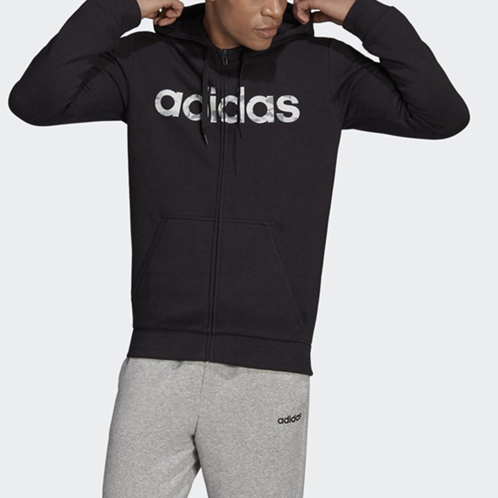 Adidas Sports Casual Zip-Up Hoodie Jacket Men Outerwear Black EI9736