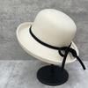 Hepburn-Stil Elegante Schleife Wollzylinder Hut Damen Herbst und Winter Retro Kuppel Roll-Along Beckenhut Französischer Gesellschafts-Eimerhut