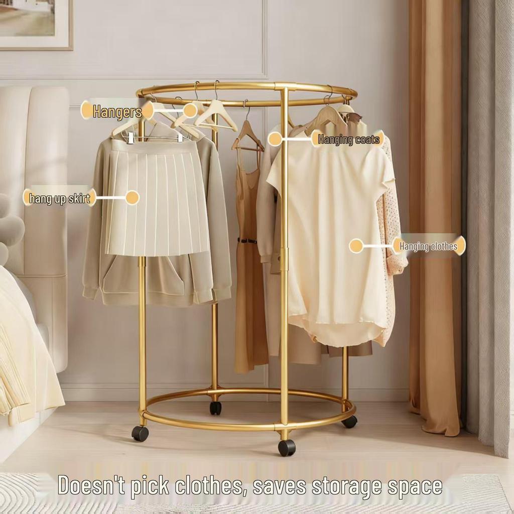 Rotatable Clothes Rack with Wheels, Multi-functional Wardrobe and Outdoor Display/Drying Rack