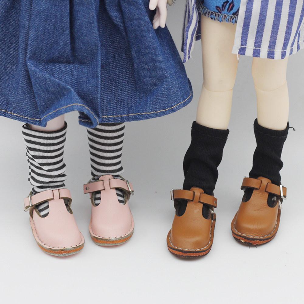 1:6 Scale BJD Doll Shoes, A Pair of Ankle-Strap Shoes, CowhideFlat Shoes for 12 inch Blythe Doll Accessories