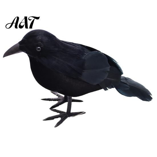 Natural Texture Crow Ornament Realistic Crows Figurine, Lifelike Feathered Raven Statue for Haunted House, Scary Durable Halloween Decoration