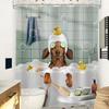 Funny Dog Shower Curtain Vintage Hilarious Dachshund Bath Soap Cute Animal Puppy Pets Bubbles Duck with Hooks Fabric Waterproo