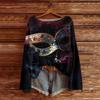 Women's Fashion Round Neck Long Sleeve Print Casual Pullover Sweater Top