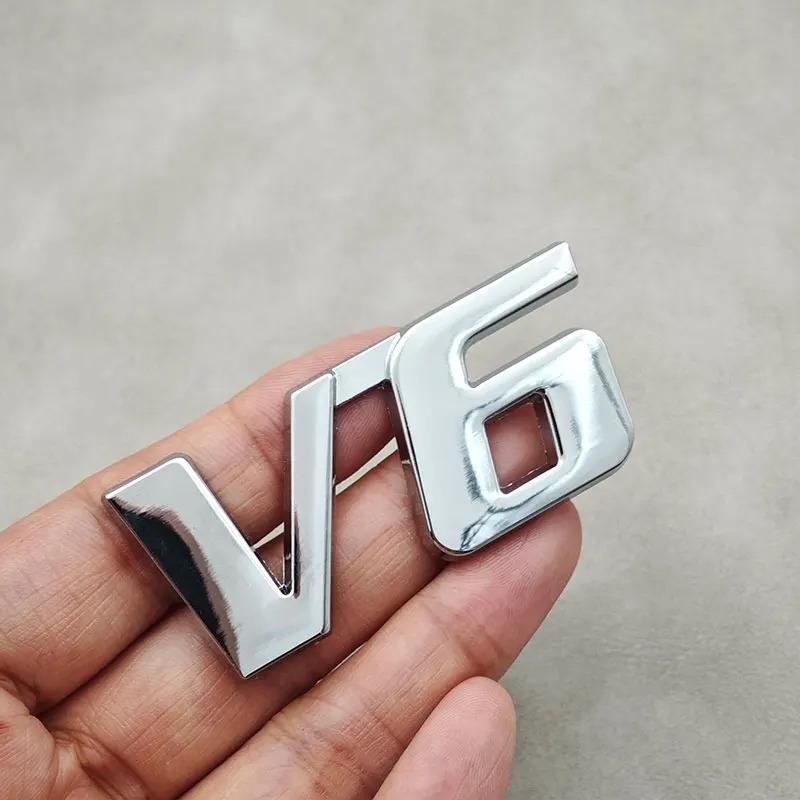 3D Metal Letter V6 Logo Car Rear Trunk Badge Emblem Sticker for Toyota Camry Corolla Rav4 Prado CHR Auto Decal Accessories