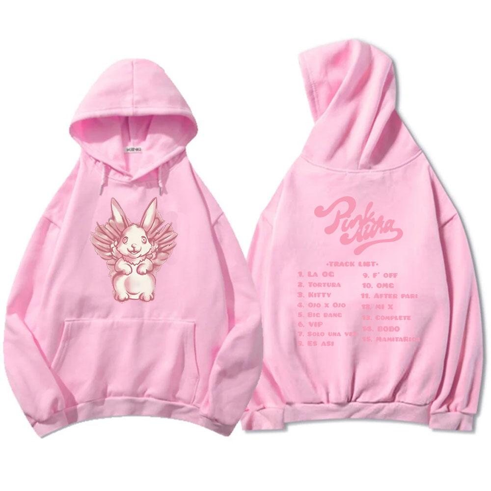 Cartoon Bunny Graphic Hoodies Kenia Os Pink Aura Tour Sweatshirt Men Clothing Hooded Winter Fleece Streetwear Hoodie