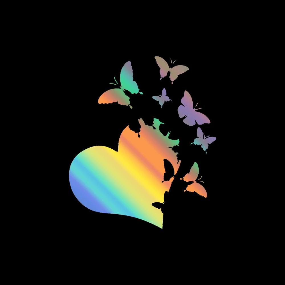 

Car Reflective Sticker Creative Heart Butterfly Flying Decal Cover Auto Accessories for Motorcycle Window Rear Winshield Bumper