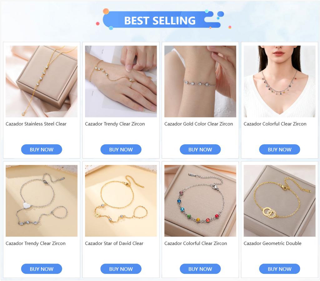 Cazador Colorful Clear Zircon Charms Women's Necklaces 2026 Stainless Steel Trendy Jewelry Choker Necklaces Valentine Gift 2026