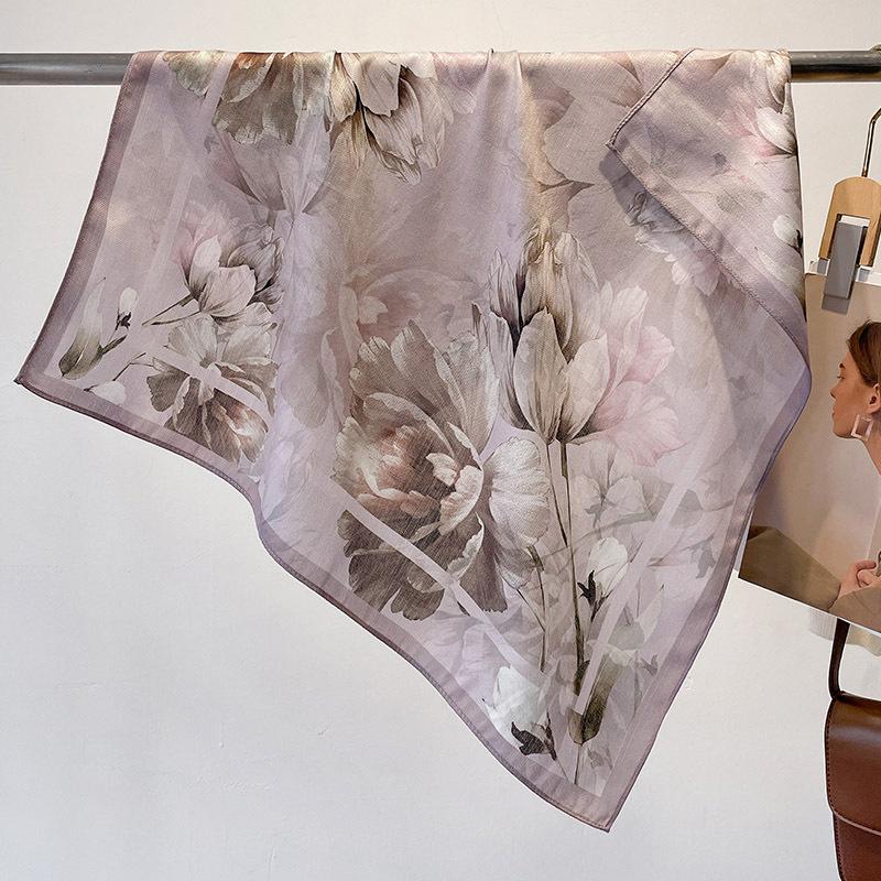 Fashion 70cm Cotton Square Scarf Women Floral Print Design Bandanas Lady Scarves Headband Accessories Handkerchief Hair