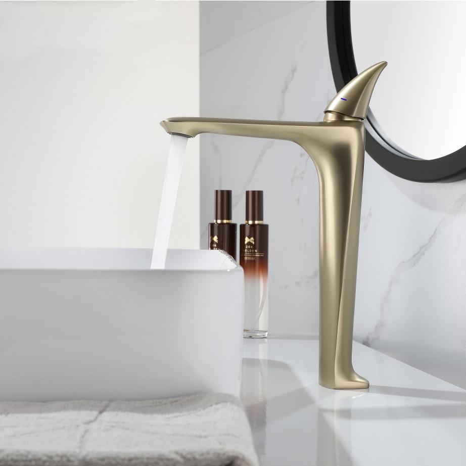 New Basin Faucet Hot and Cold Bathroom Single Lever Brass Brush Gold Sink Mixer Decked Sink Mixer Brass Grey Chrome